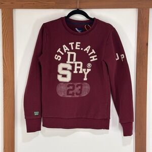 Superdry State Ath Dry 23 Graphic Sweatshirt Mens Medium Burgundy Blokecore